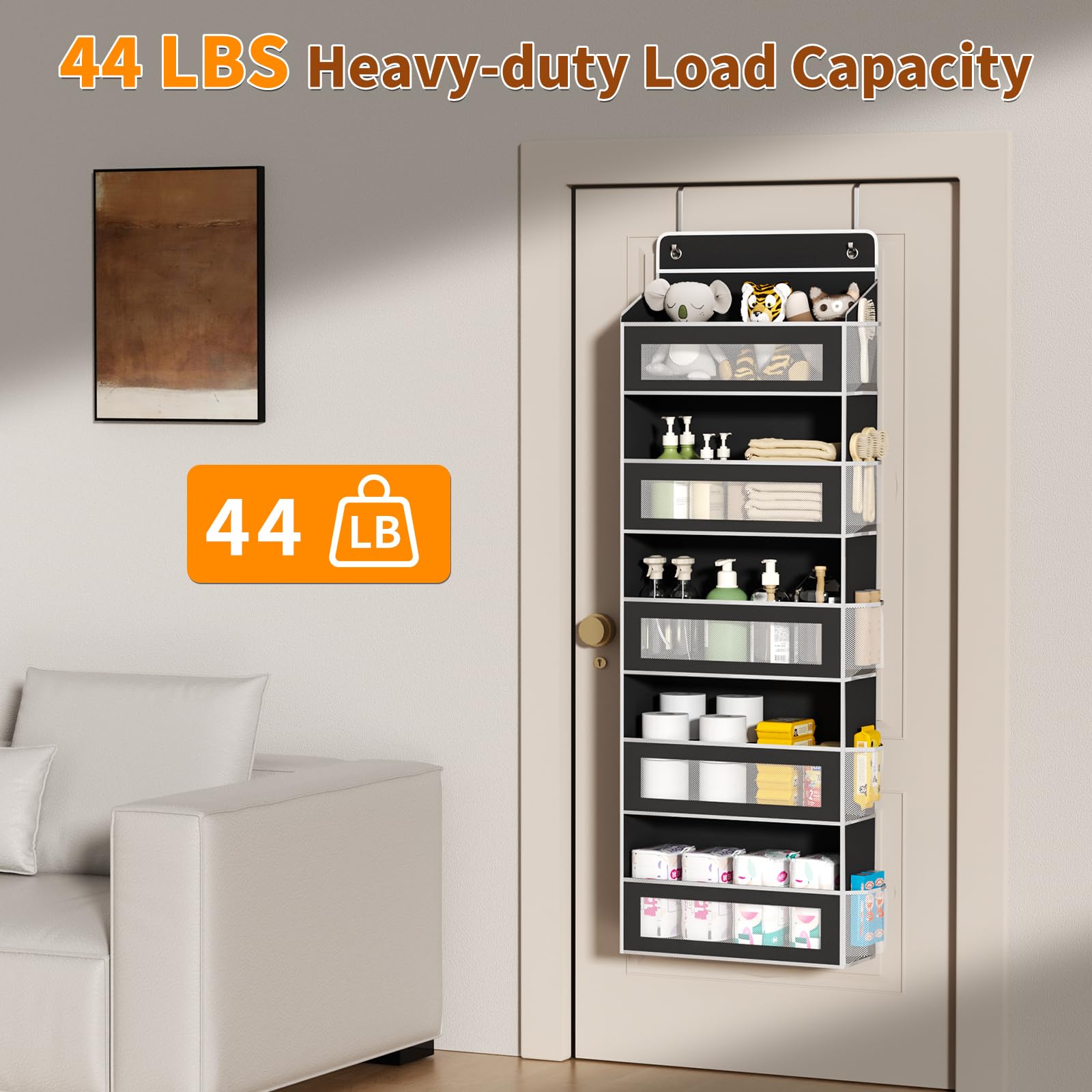 AQOOA 5-tier hanging design maximizes vertical space behind a door