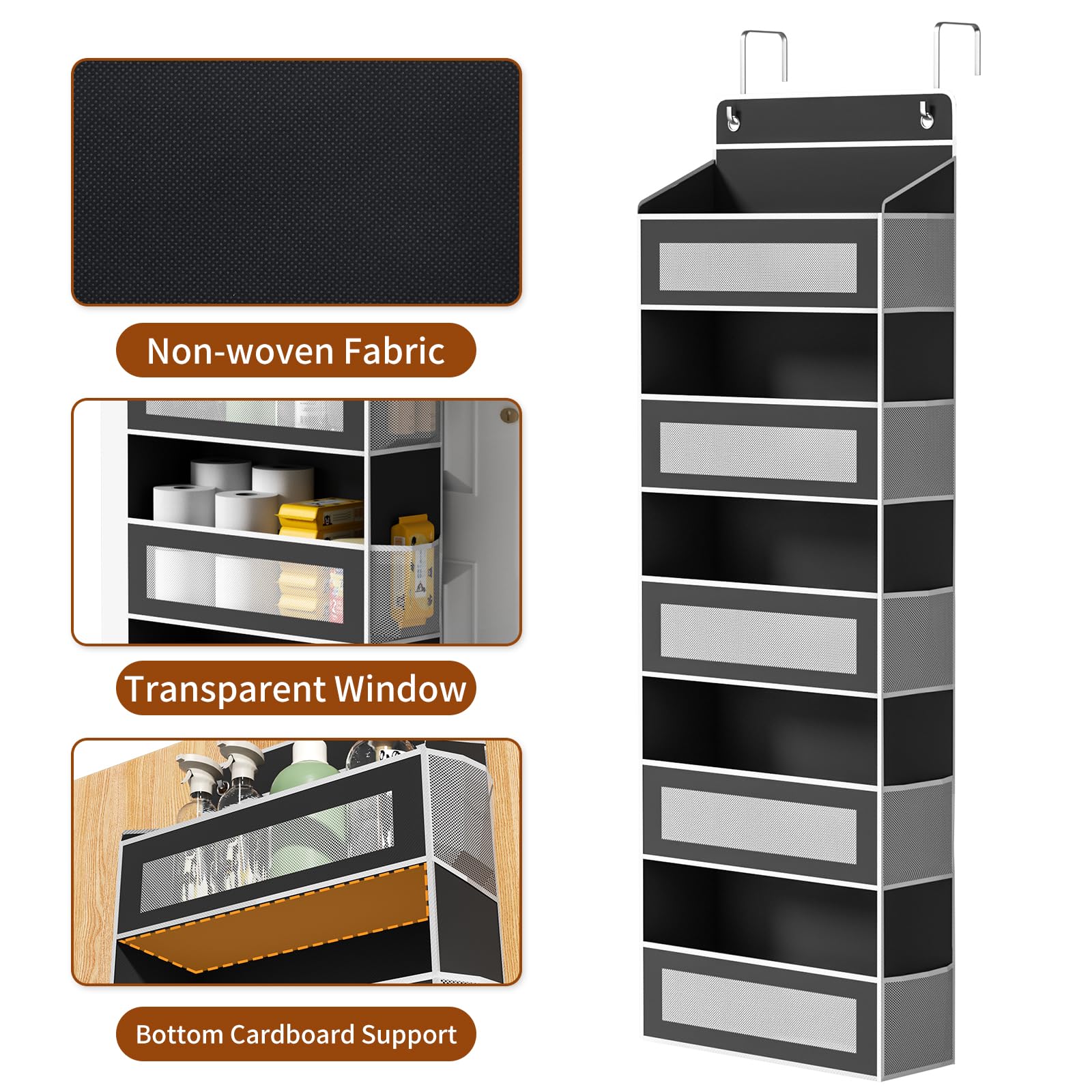 AQOOA door organizer supports up to 44 lbs for sturdy behind-the-door storage