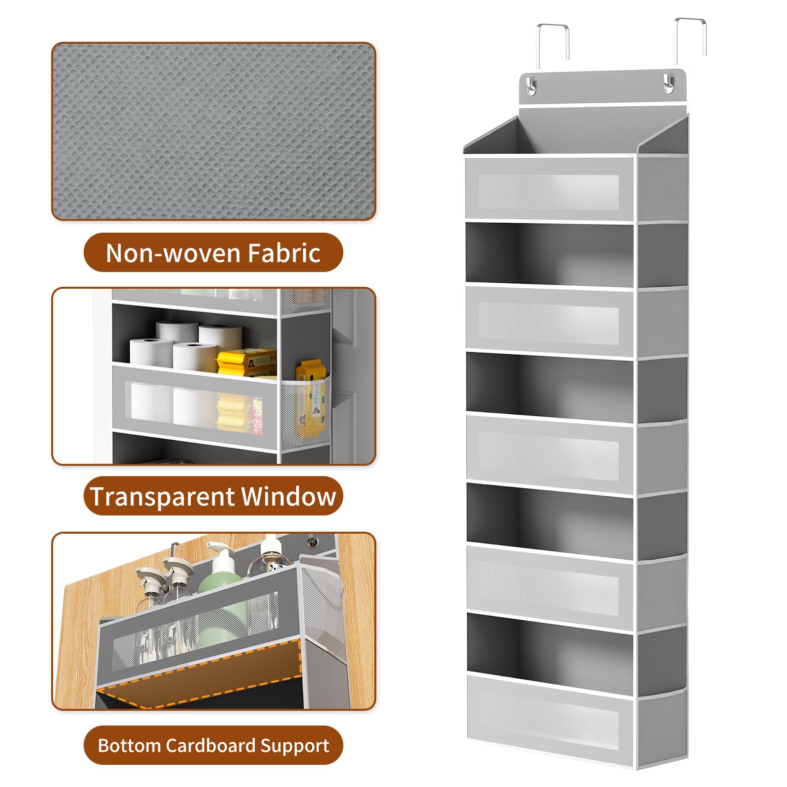 AQOOA over-the-door organizer with 5 large front pockets keeps essentials organized