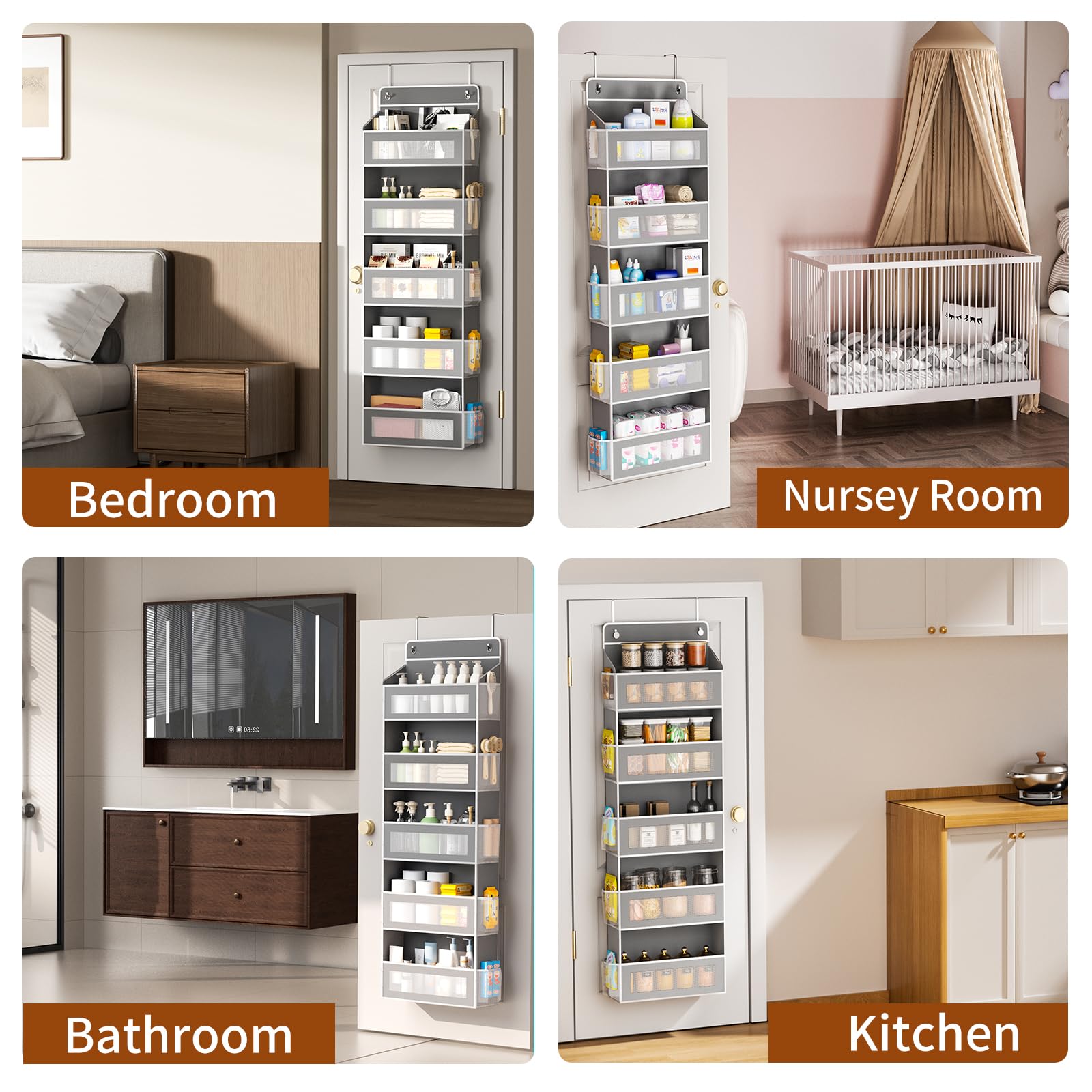 AQOOA versatile door organizer suitable for nursery, dorm, bedroom, bathroom