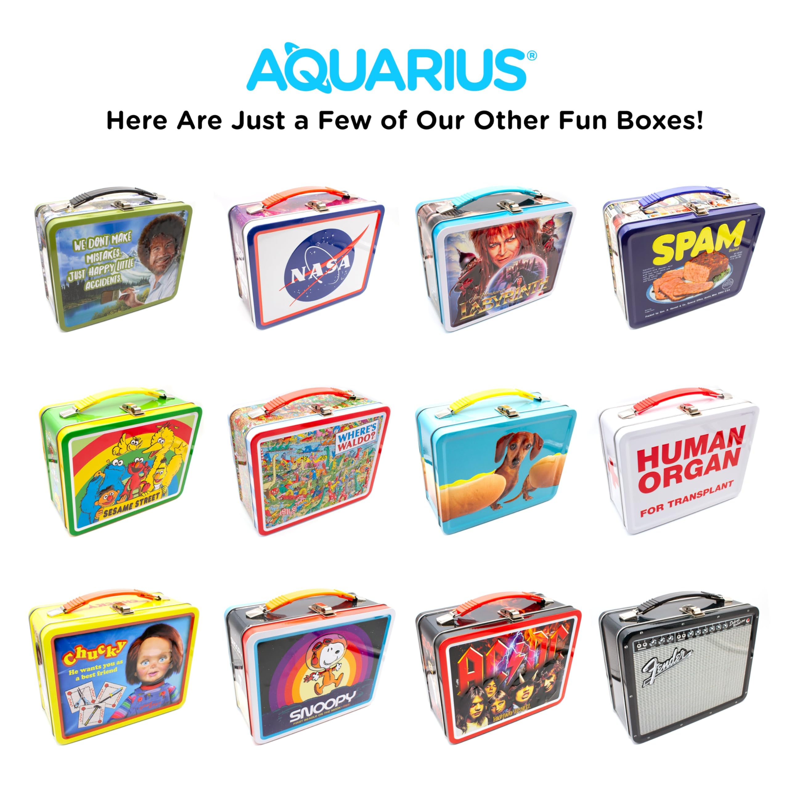 Aquarius Snoopy display-ready box enhances desk decor.