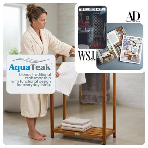 AquaTeak Sula blends durable teak with stylish bathroom design.