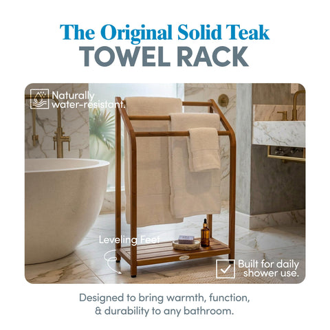 AquaTeak Sula teak shower organizer features hidden hardware for a clean, seamless look.