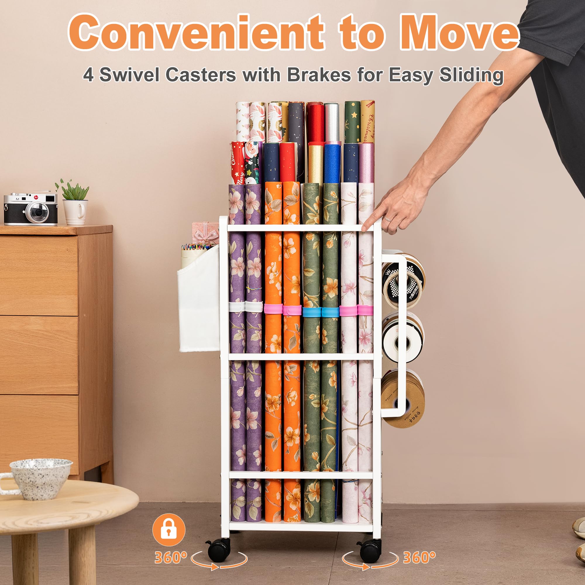 Aquzee rolling storage cart fits small craft spaces and reduces clutter.