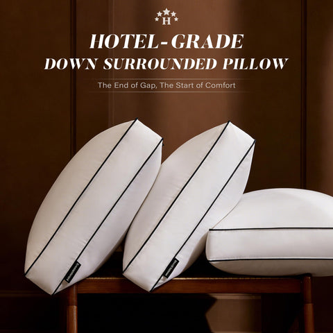 AQUZIN goose feather pillow queen 2-pack side profile highlighting balanced neck support