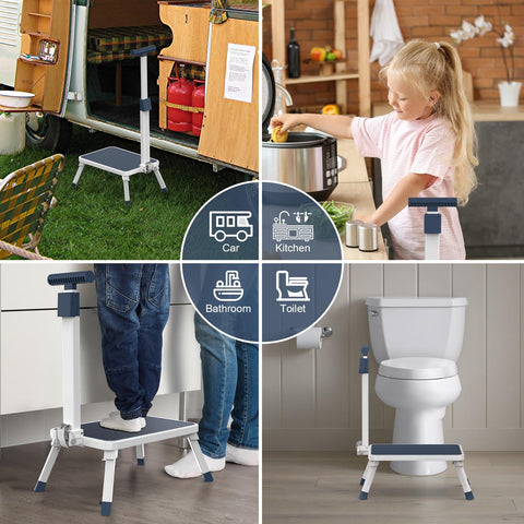 Aratan Folding Step Stool folds flat for compact storage between uses.