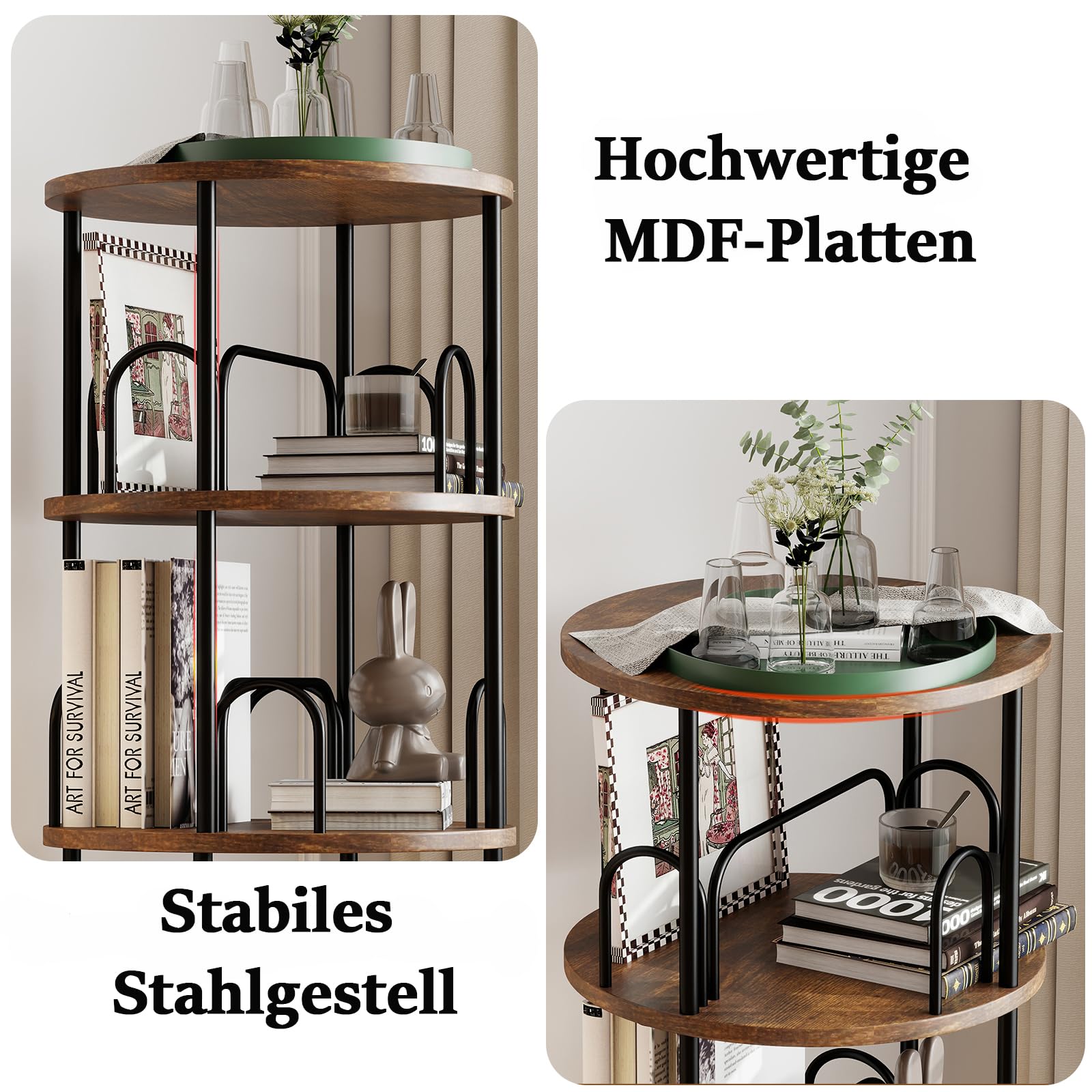 Arbcoler modern black bookcase enhances home or office organization.