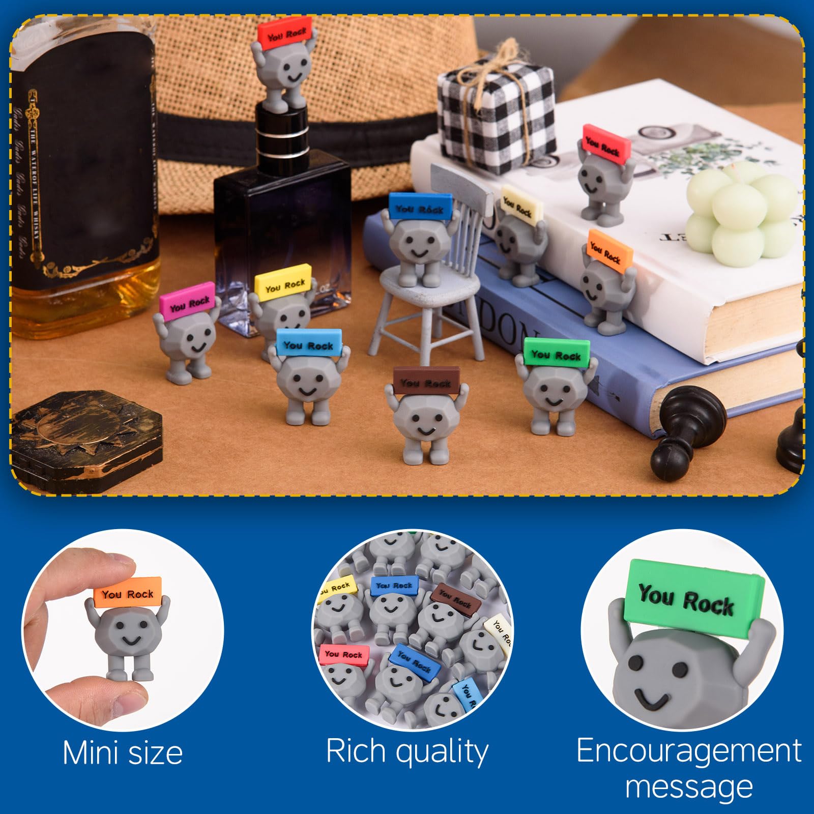 ARCHCRTC You Rock mini figurines on a table as decor accent