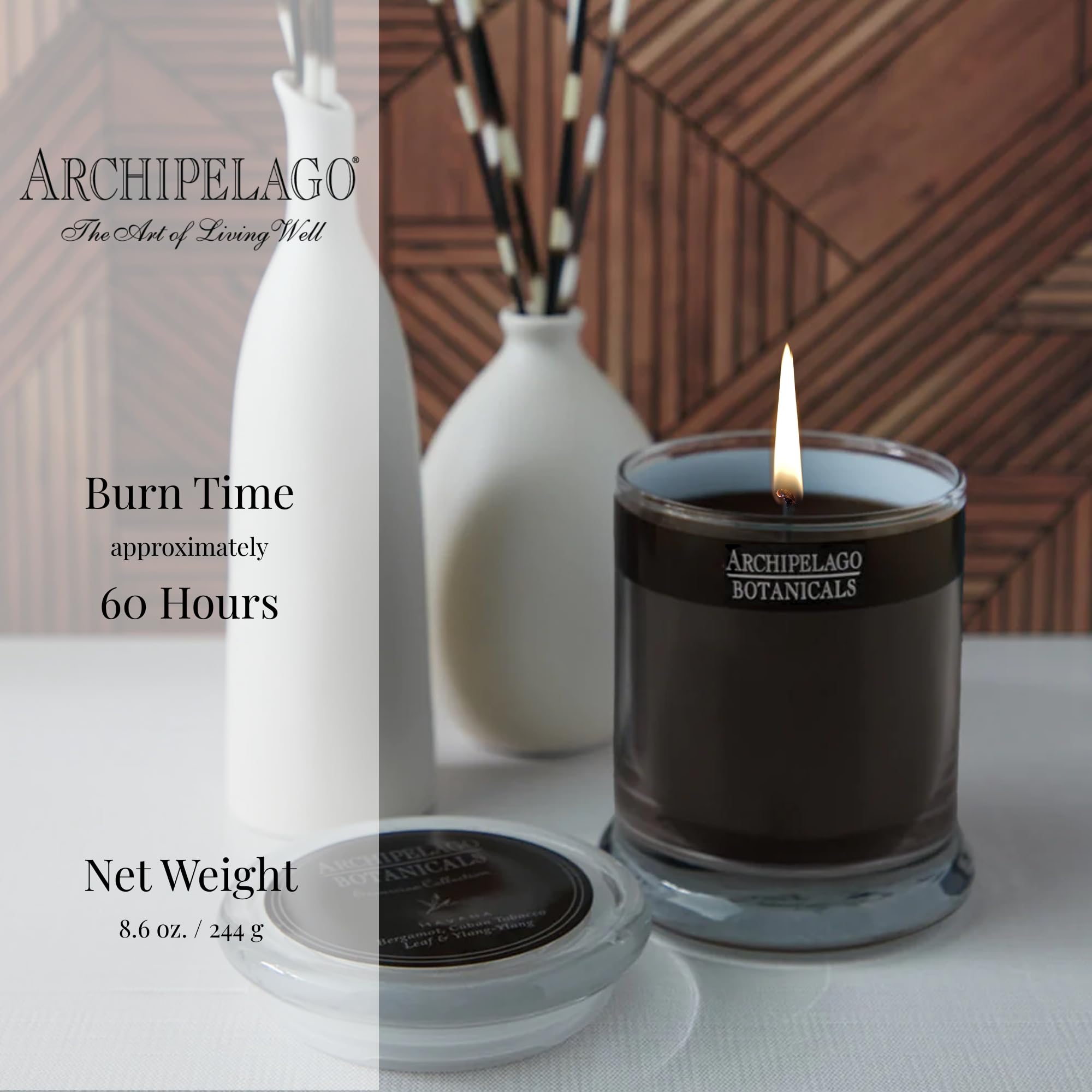 Archipelago Havana apothecary jar design enhances decor while protecting the flame