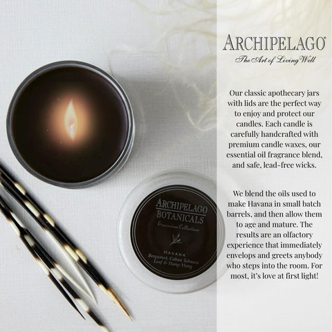 Archipelago Havana candle resting on a shelf adds a decorative touch