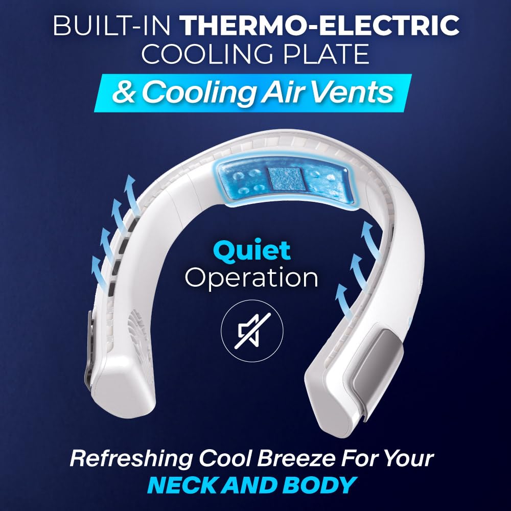 Arctic Air Freedom Touch thermo-electric plate targets the neck for cool comfort.