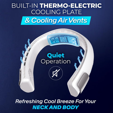 Arctic Air Freedom Touch thermo-electric plate targets the neck for cool comfort.