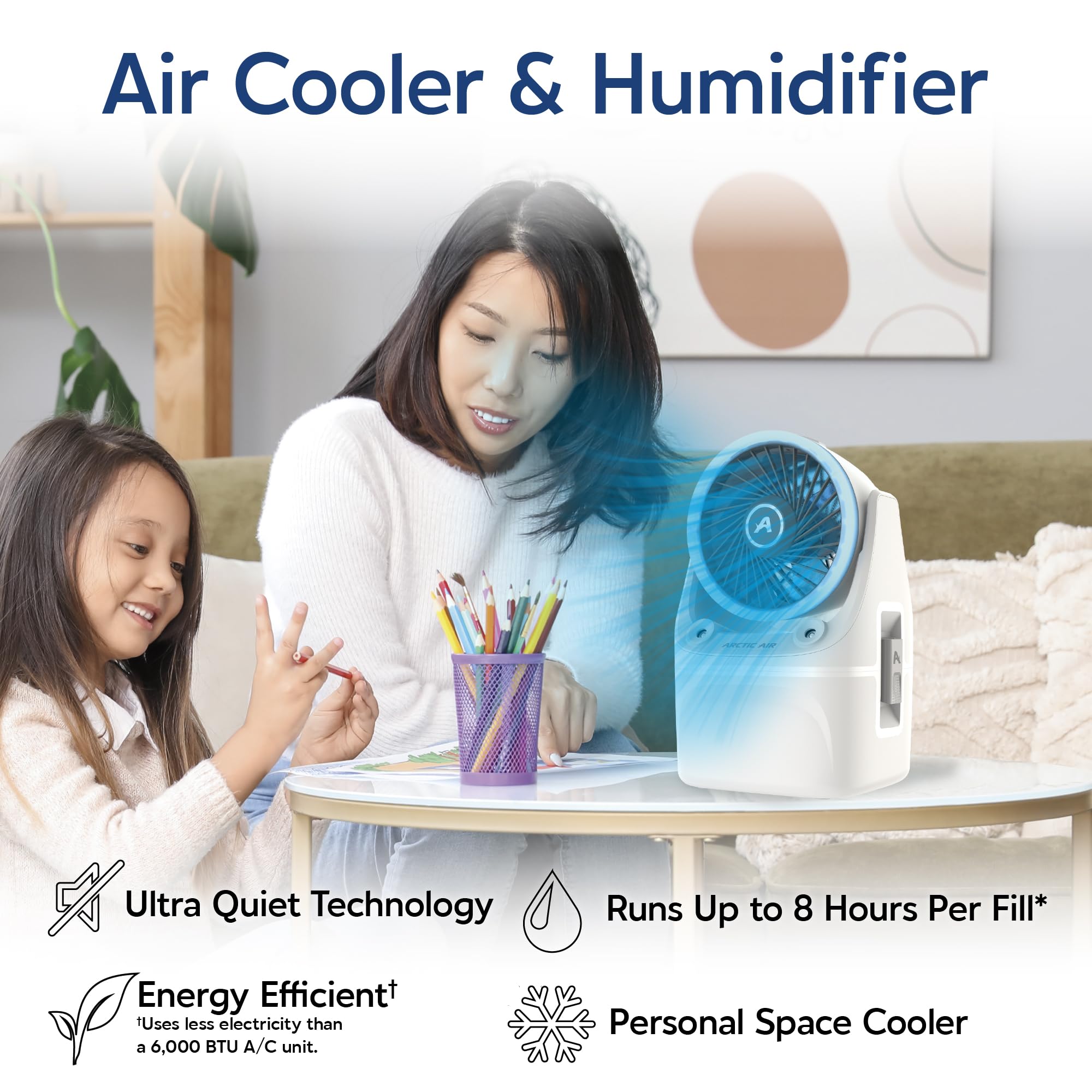 Arctic Air Ice Jet X3 mist modes providing customizable breeze at home or office.