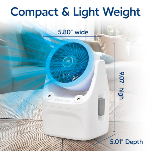 Arctic Air Ice Jet X3 portable, lightweight design for travel or bedside use.
