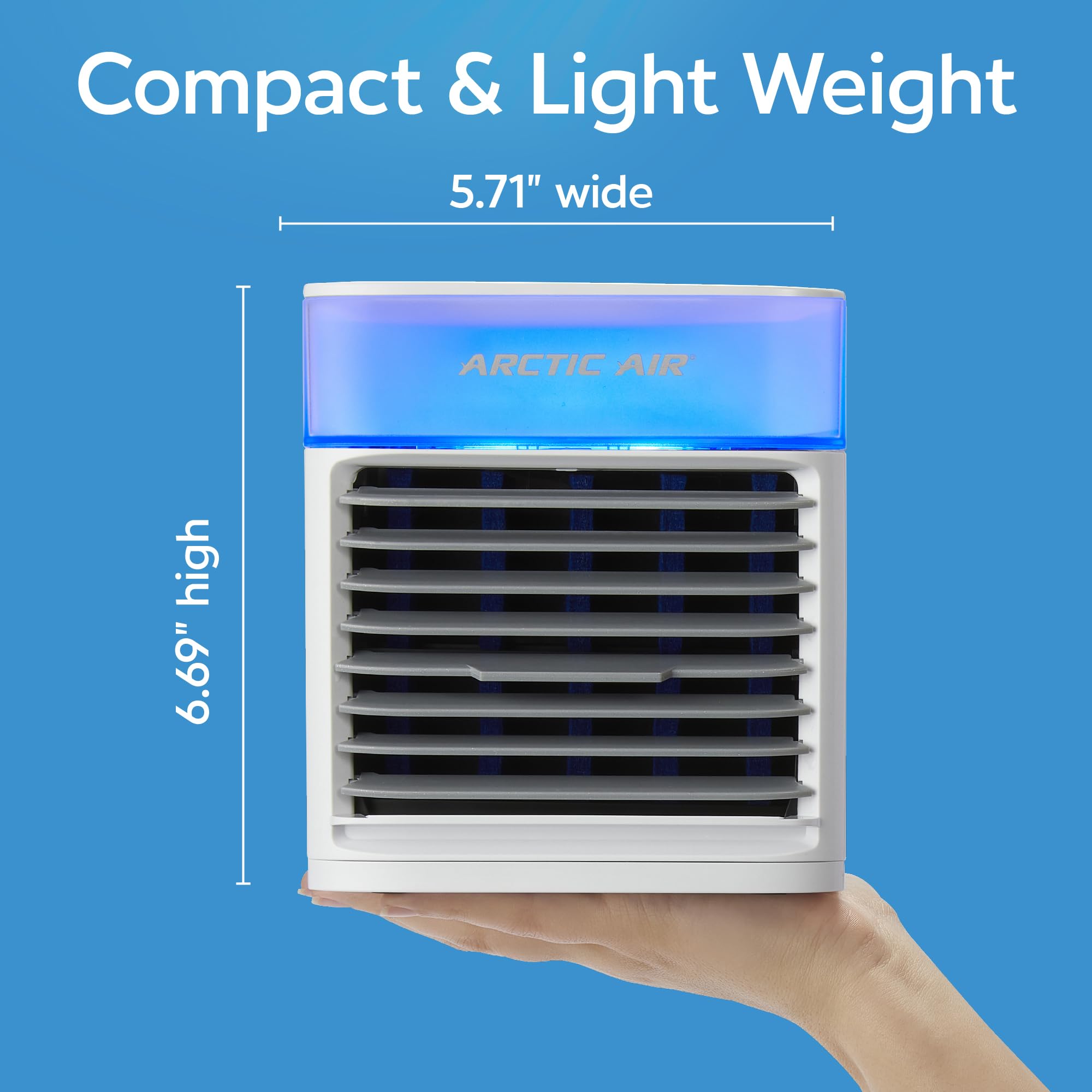 Top-fill water tank for easy refills during use.