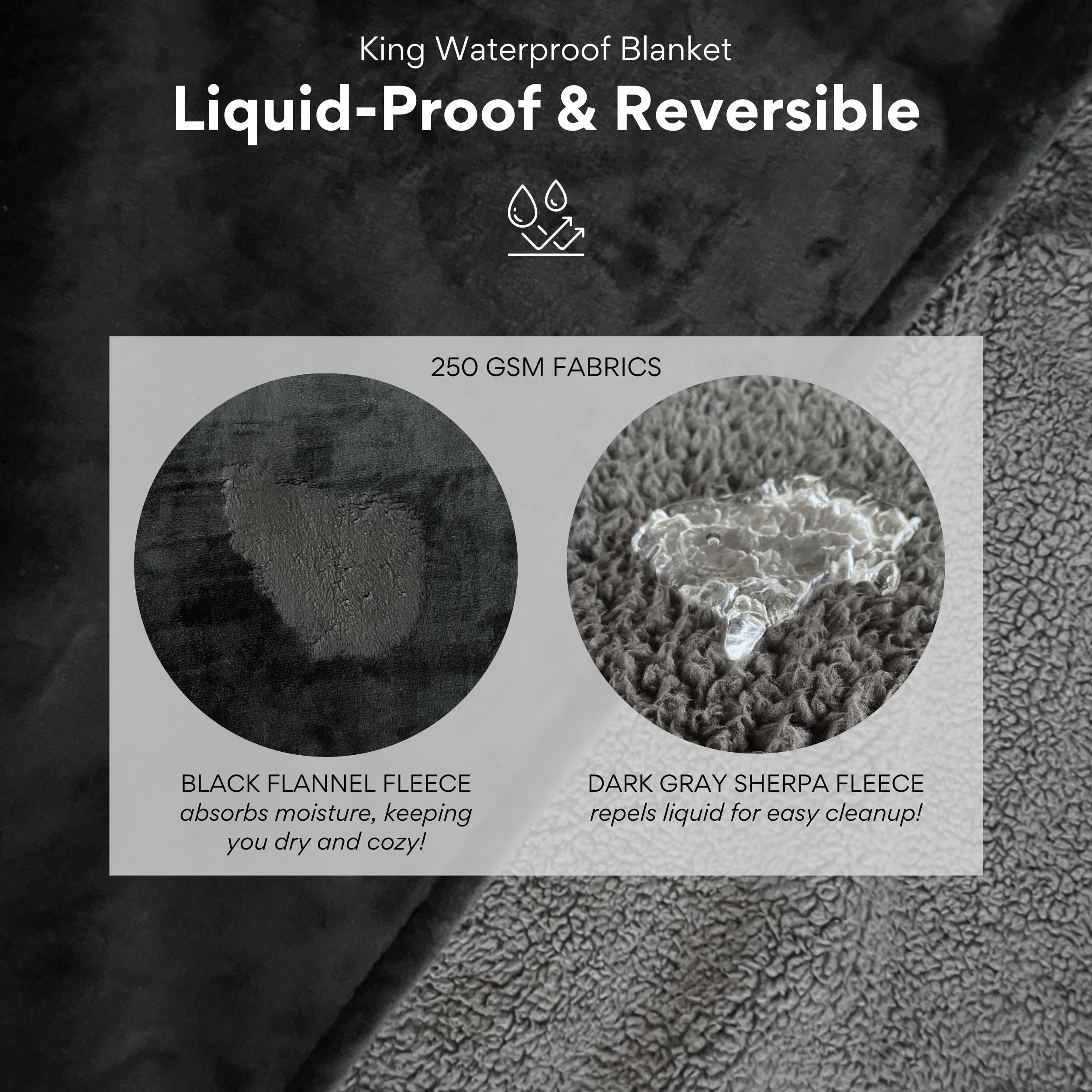 ARDORI plush flannel side absorbs moisture for quick cleanup.