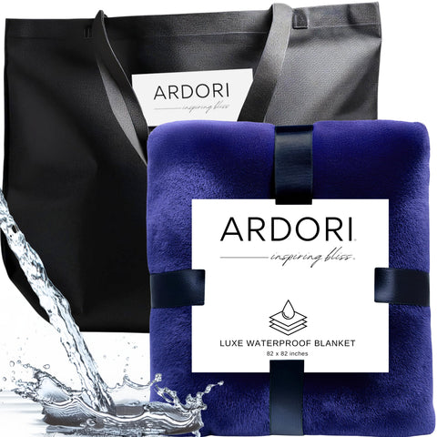 ARDORI Indigo waterproof blanket 82x82 cover protects bed from spills