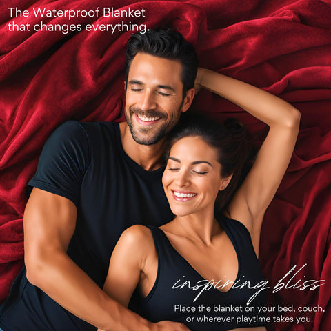 ARDORI waterproof blanket red black closeup shows plush softness and dual color
