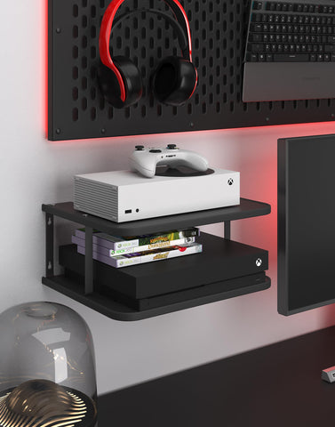 AREAJD black projector wall shelf mounted on a wall for space saving