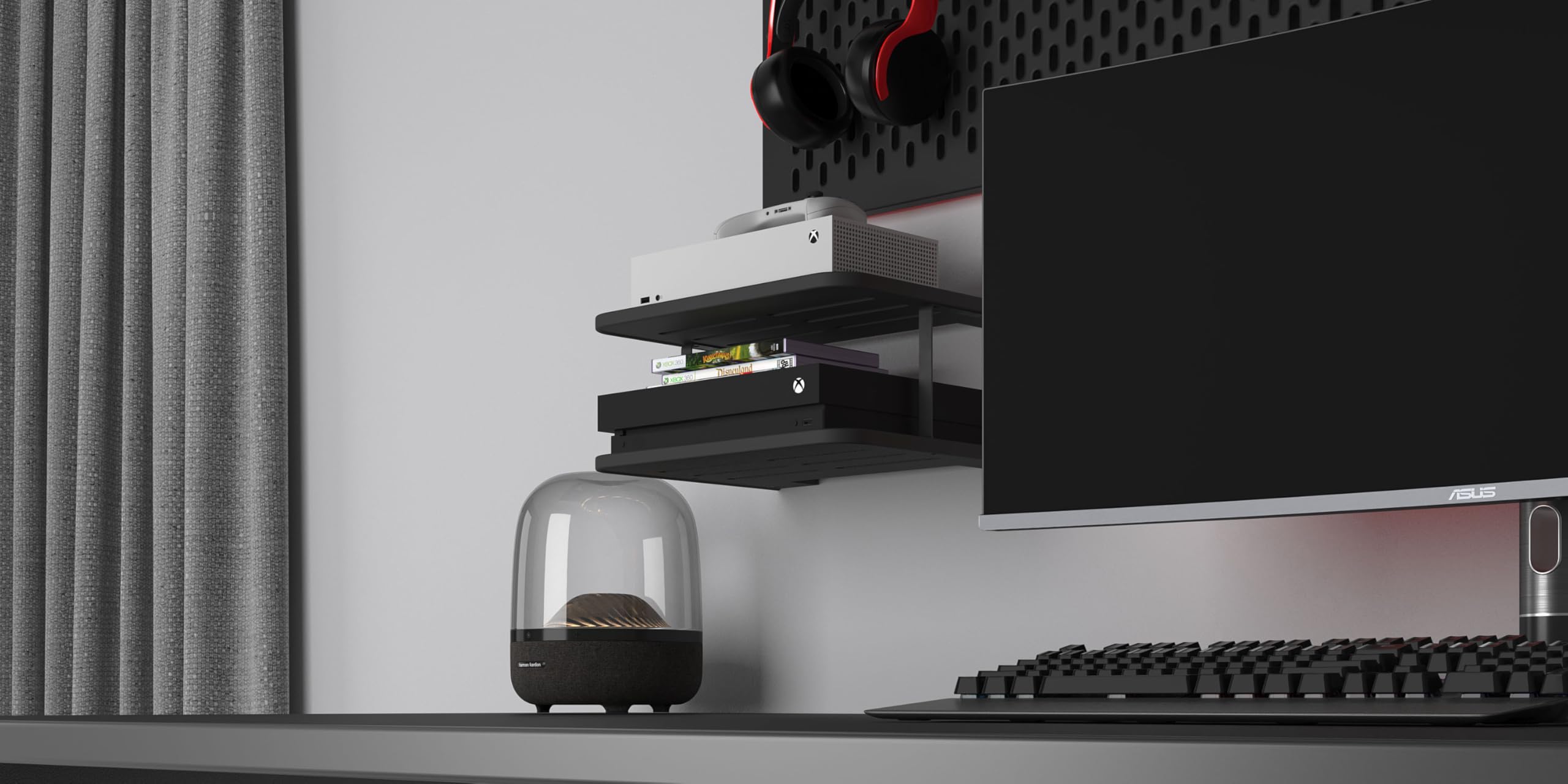 AREAJD router shelf line displaying network gear with hidden cables