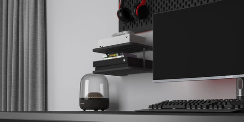 AREAJD router shelf line displaying network gear with hidden cables