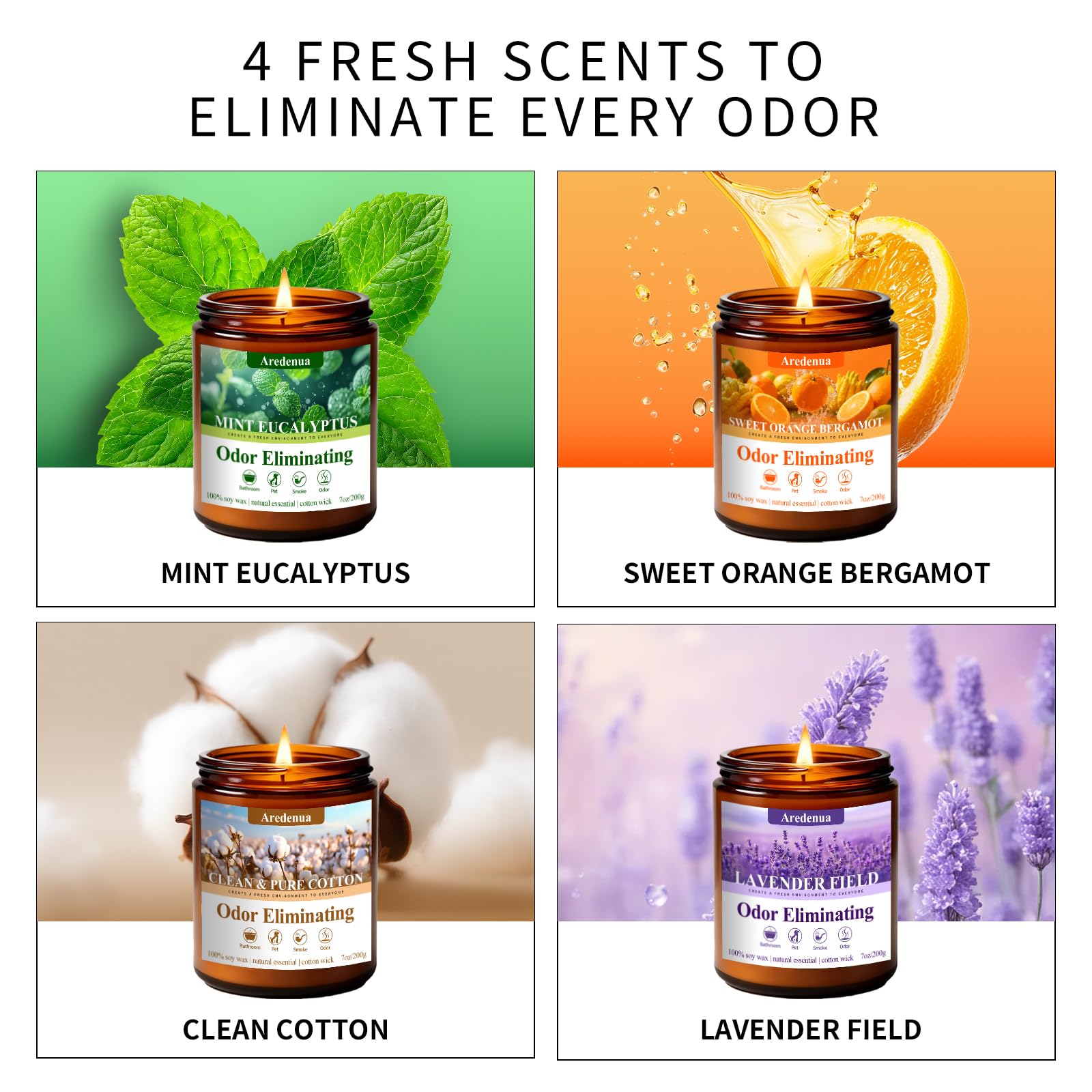 Aredenua orange candle in the set adds bright, clean scents to kitchens.