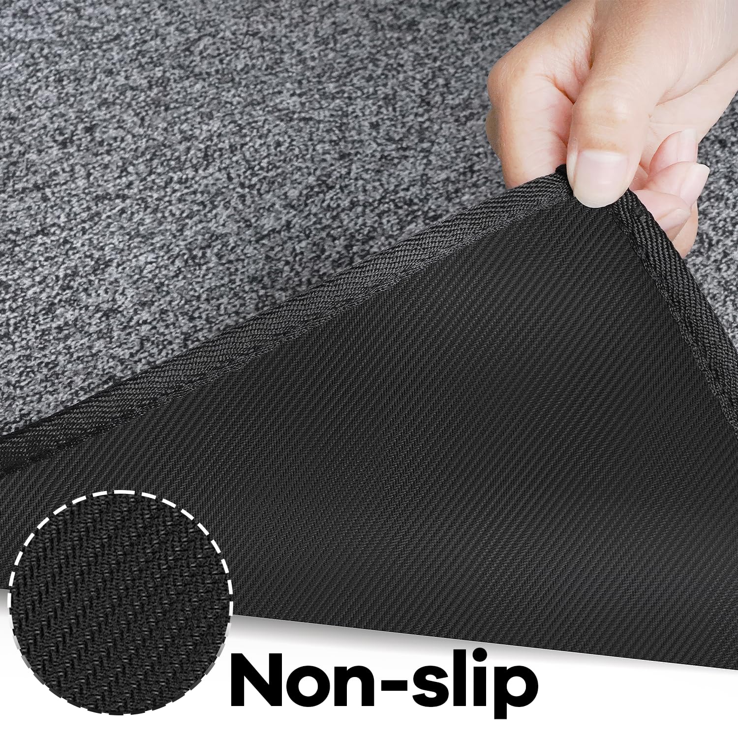 AREDO machine-washable rug for easy cleaning and quick refresh.