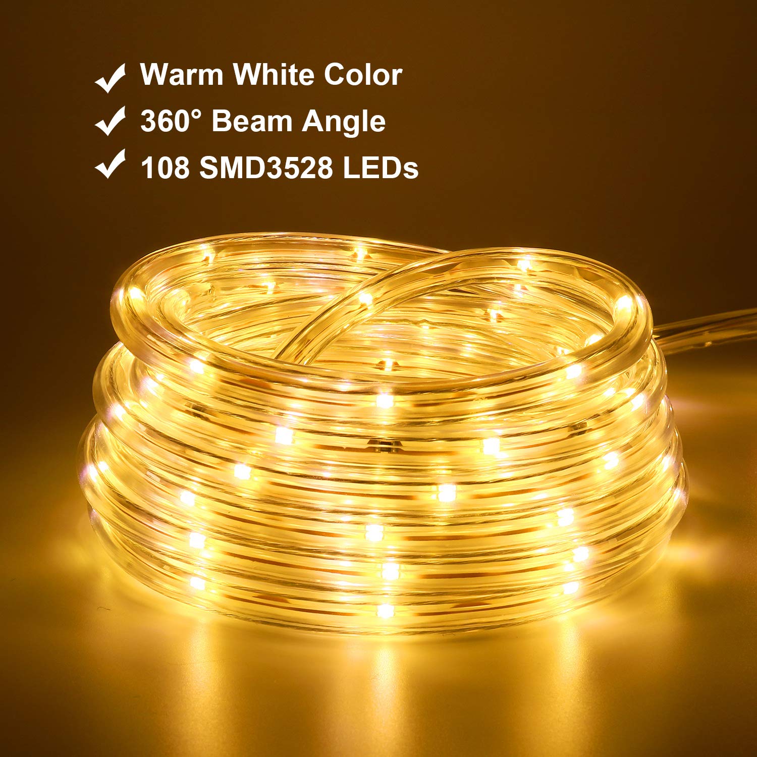 Areful rope lights connectable end-to-end for flexible outdoor installations