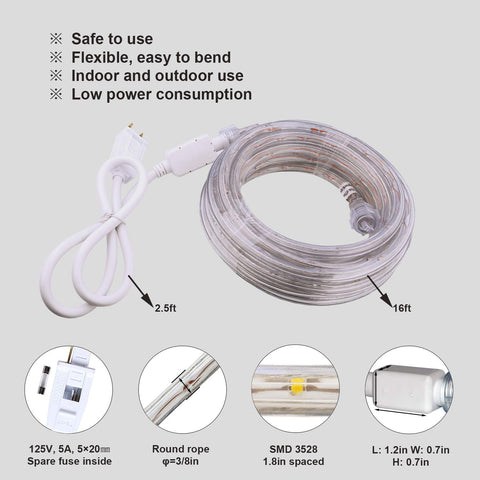 Areful waterproof rope lights withstand rain for outdoor use