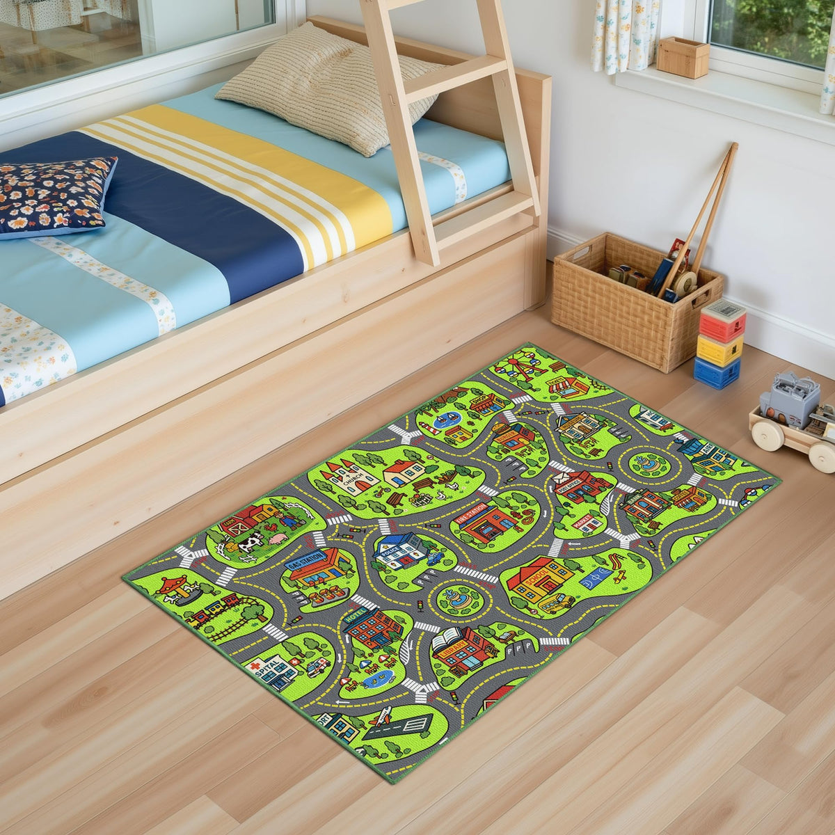 Arenarug Upgrade Ultra Non Slip backing keeps the rug secure on any floor for safer play.