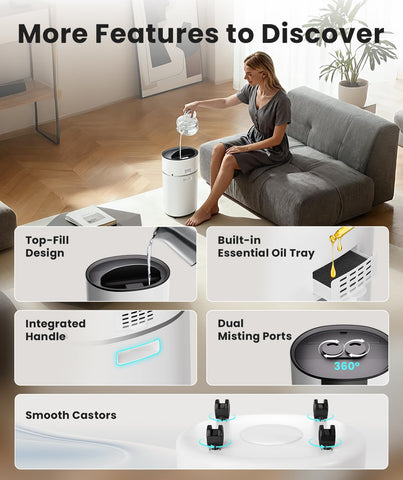 AreShark humidifier room coverage indicator shows suitability up to 2000 ft²