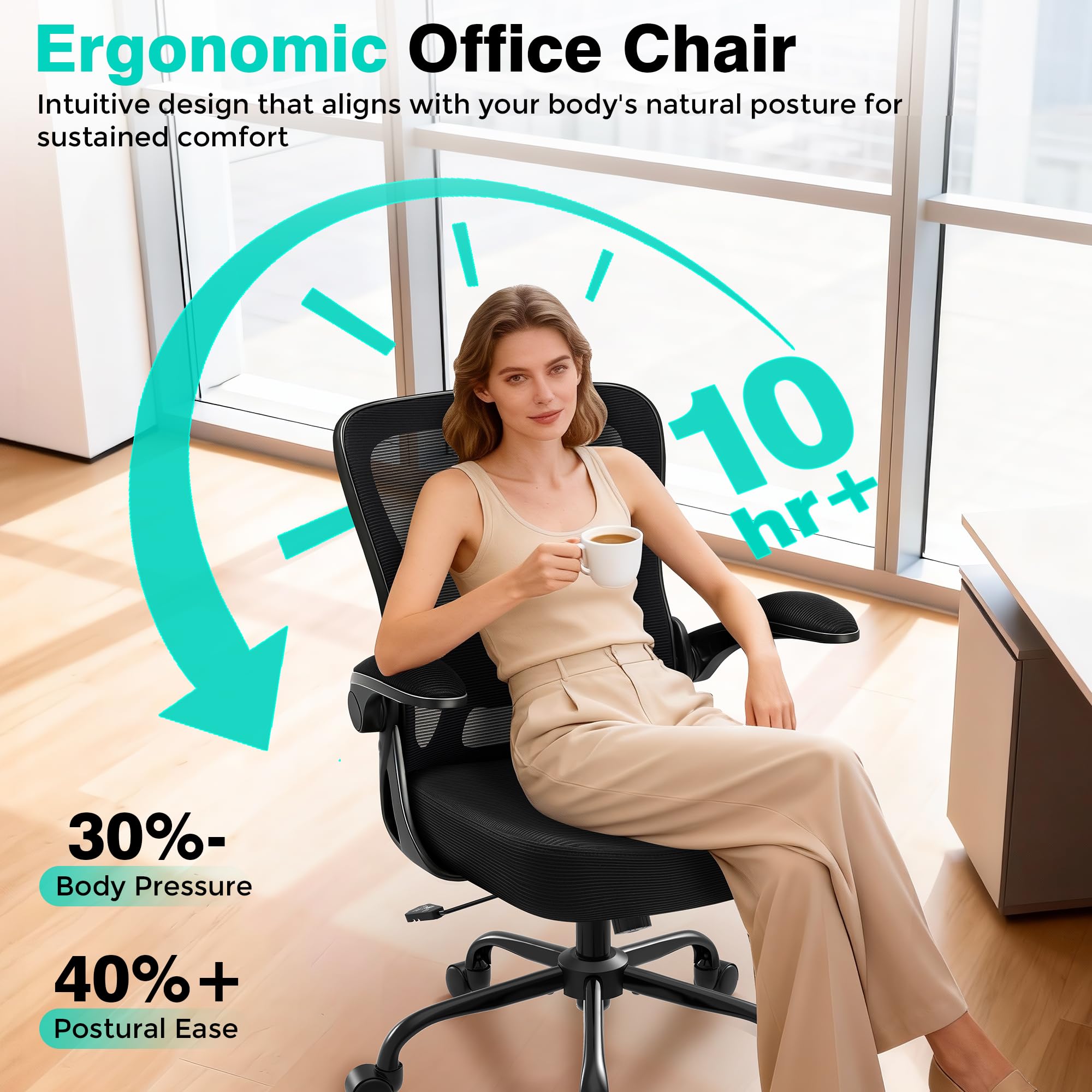 AreShark Office Chair 120-degree recline for focused work breaks.