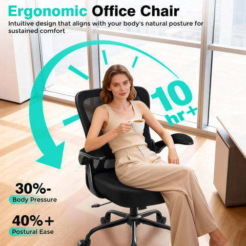 AreShark Office Chair 120-degree recline for focused work breaks.