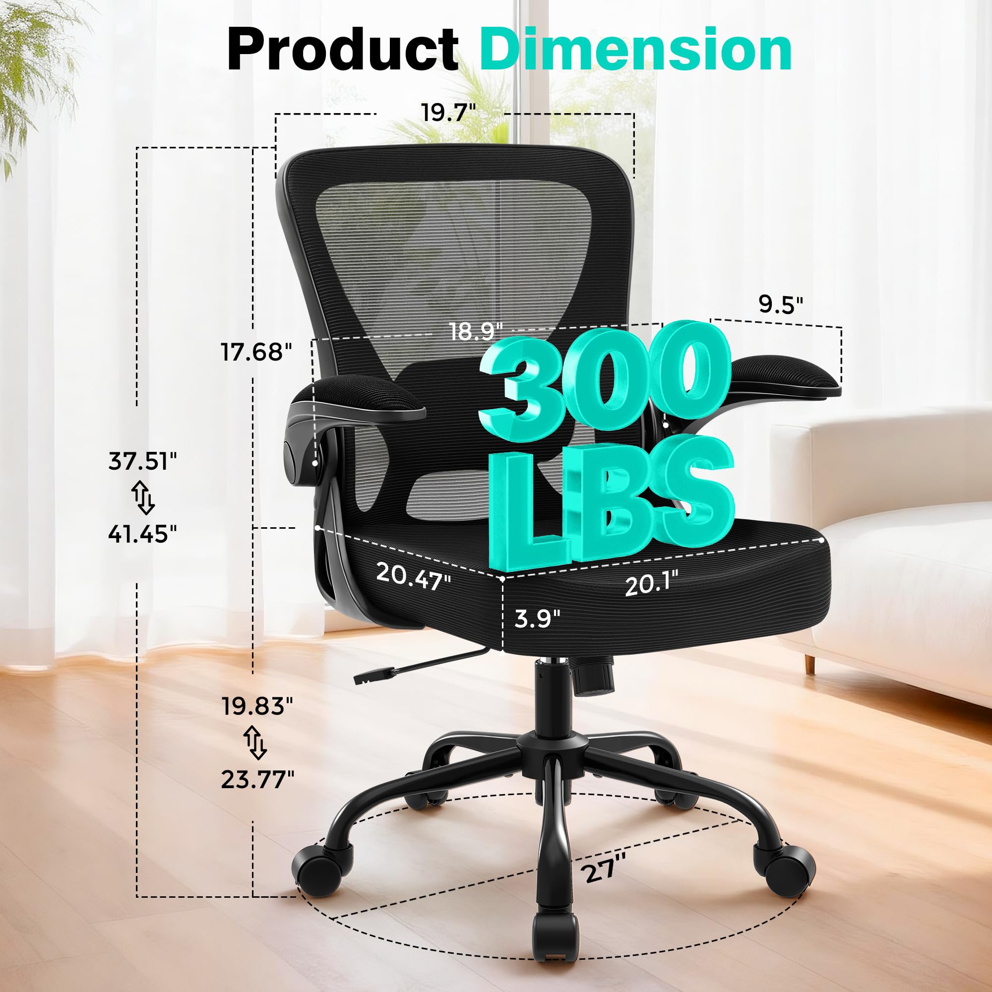 AreShark Office Chair breathable mesh back enhances all-day comfort.