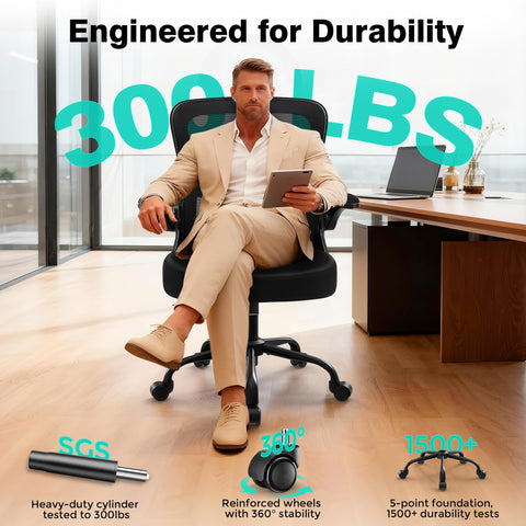AreShark Office Chair gas lift adjusts height for various desks.