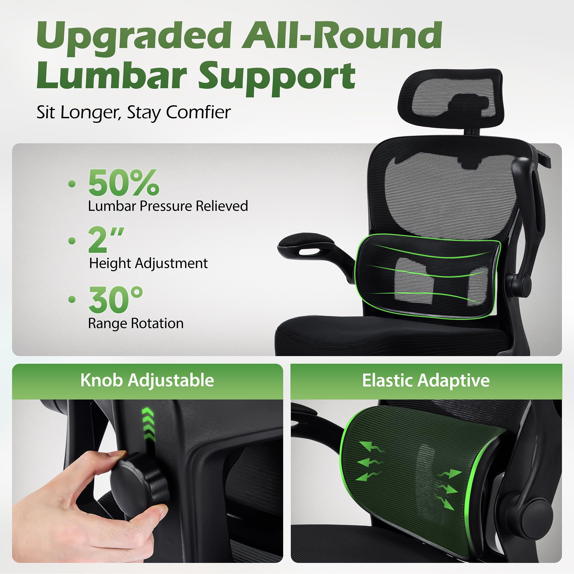 AreShark tilt mechanism showing 90°–120° recline for quick resets