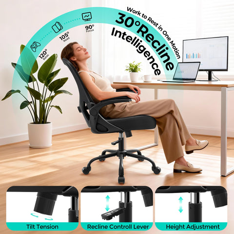 AreShark Office Chair waterfall-seat edge eases hip and thigh pressure.