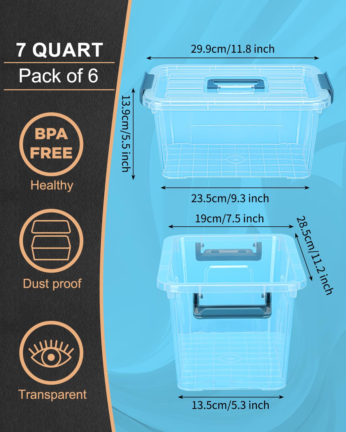 AREYZIN anti-slip grooves stacked-view demonstrates stable multi-bin tower.