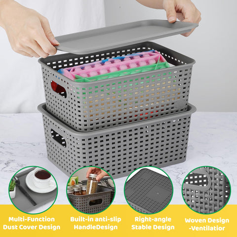 AREYZIN bins fit neatly on shelves, desks, and under-bed spaces