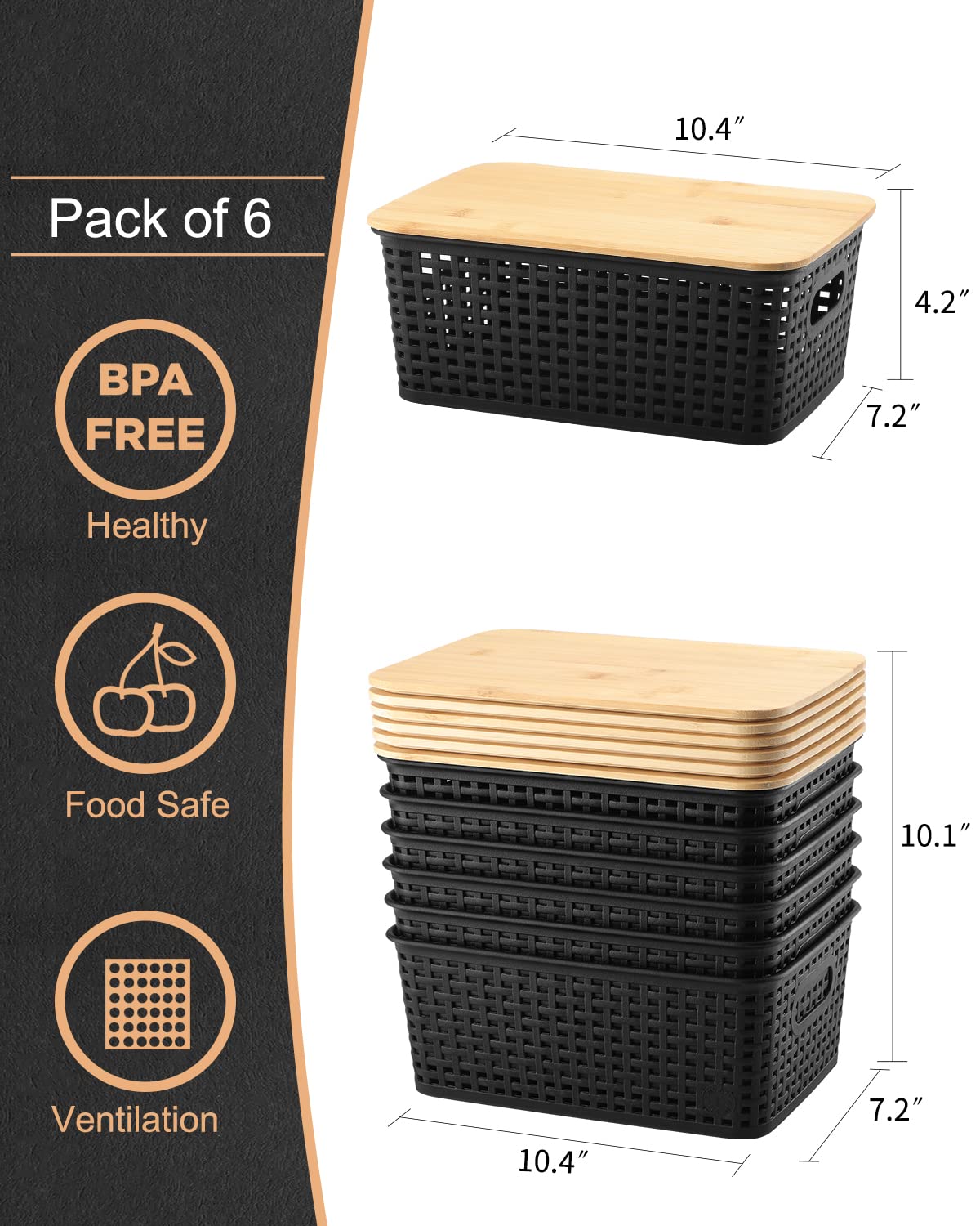AREYZIN set of six bins provides versatile storage on shelves and drawers.