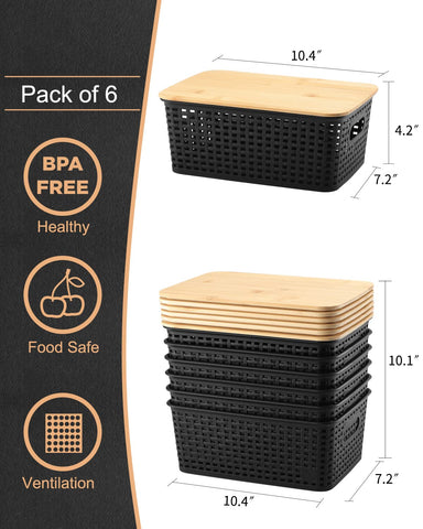 AREYZIN set of six bins provides versatile storage on shelves and drawers.