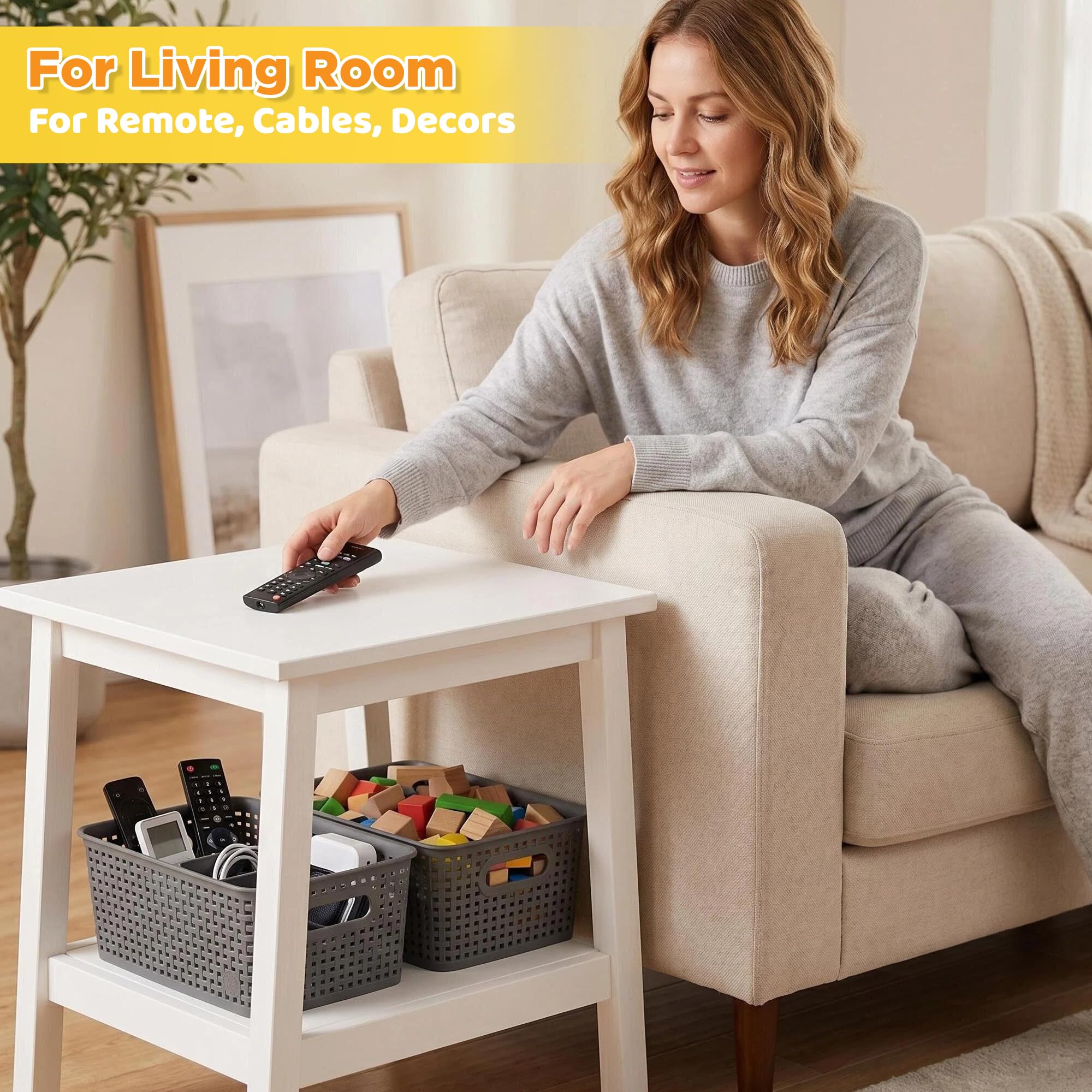AREYZIN lidded baskets with handles simplify moving between rooms