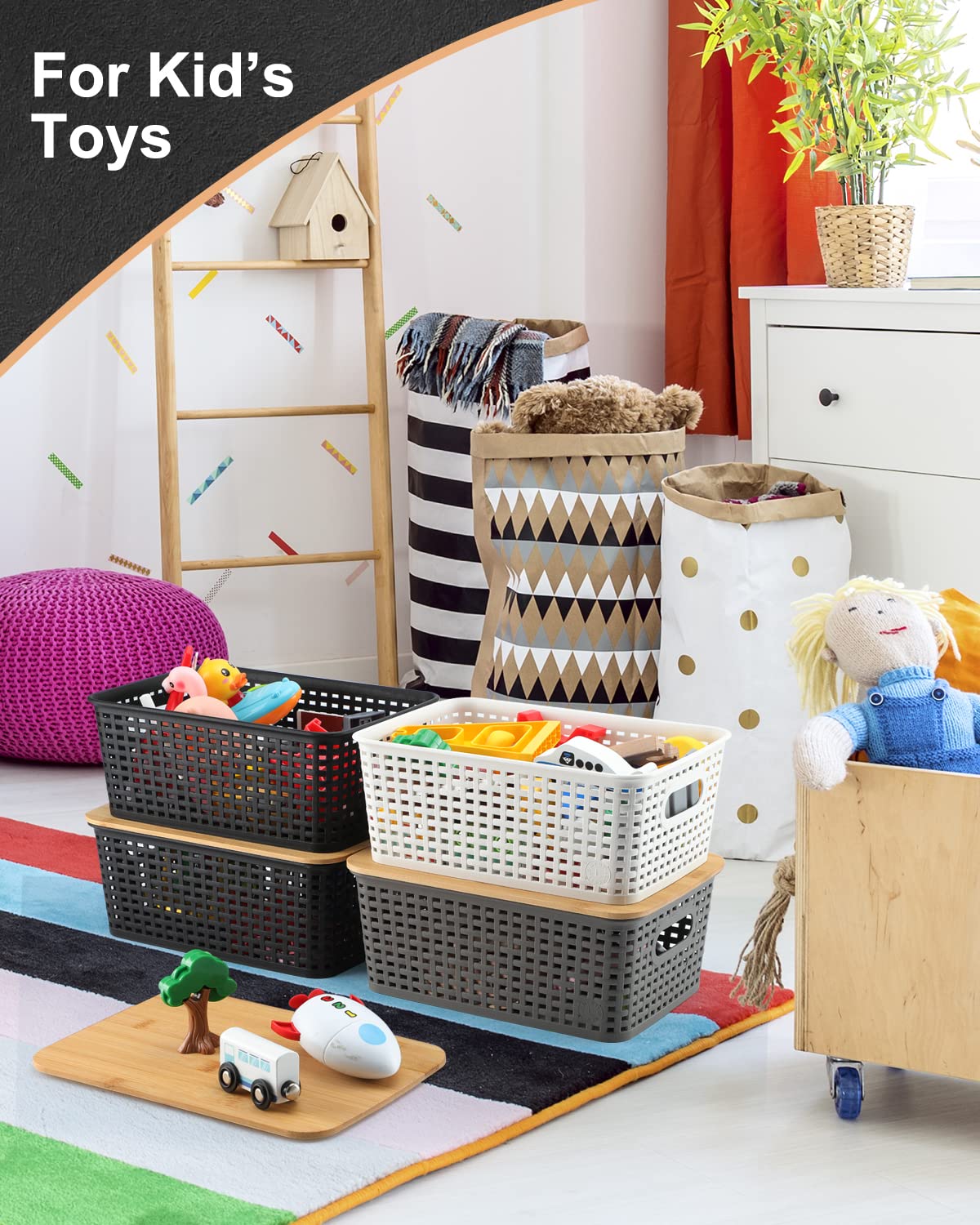 AREYZIN lidded organizers for desks, closets, and living rooms.