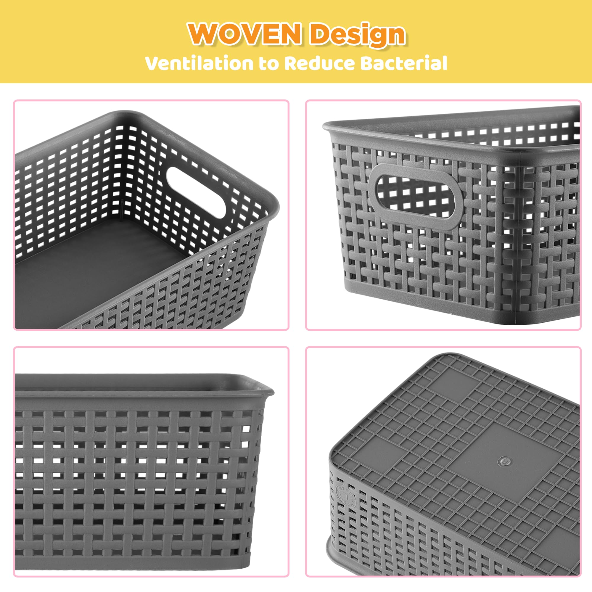 AREYZIN lidded storage baskets on a shelf demonstrate space-saving organization