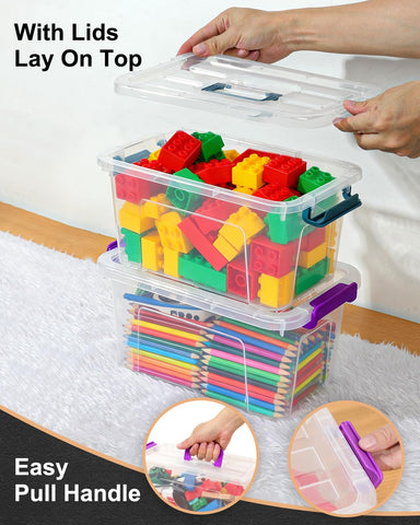 AREYZIN stackable bin with lid locks for secure transport and stacking stability.