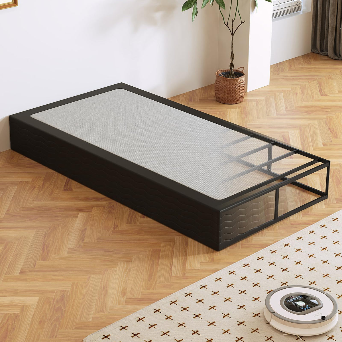 Arhomefurni 10-inch twin box spring frame with sturdy steel base for lasting support.