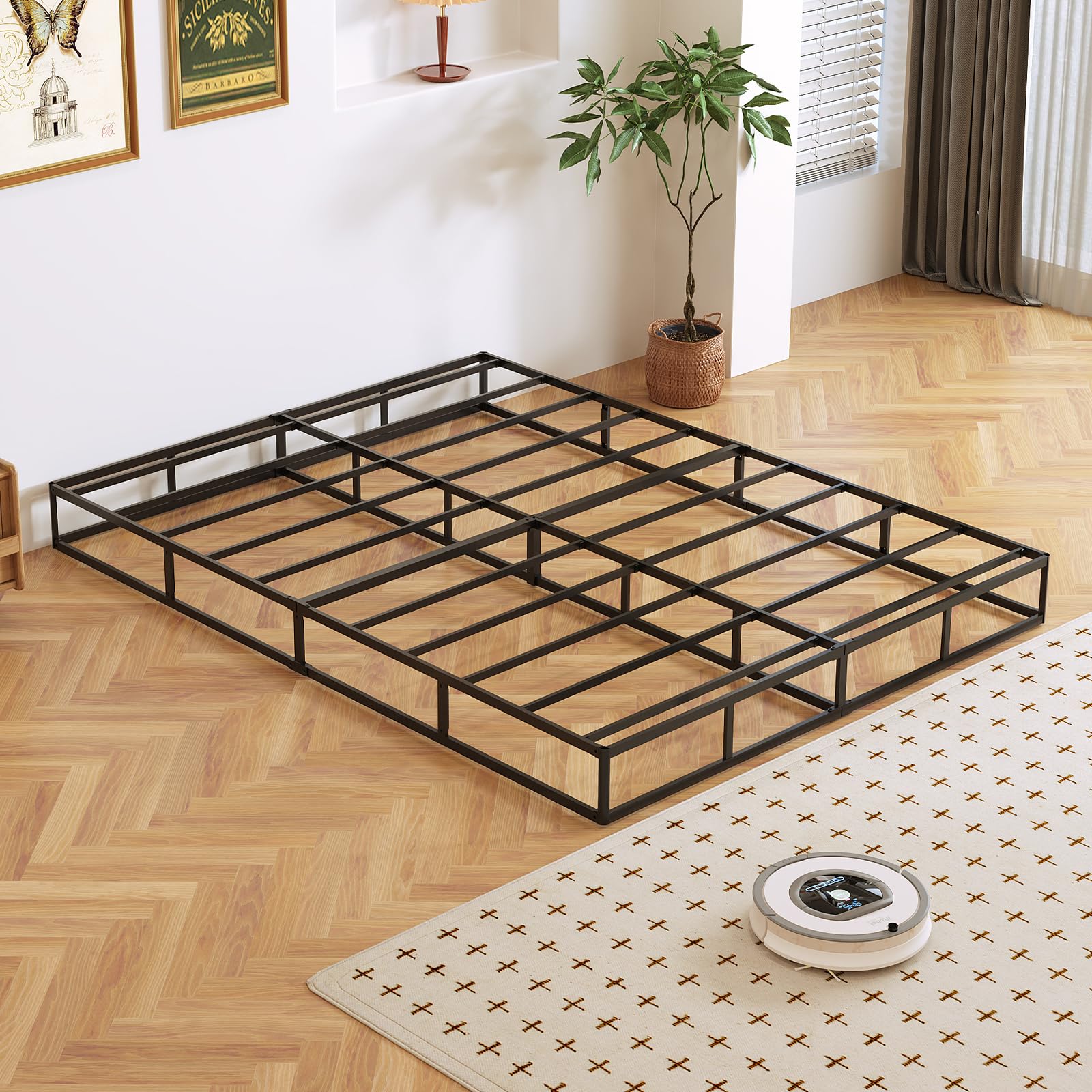 Arhomefurni box spring 7-inch queen smooth surface supports a balanced sleep.