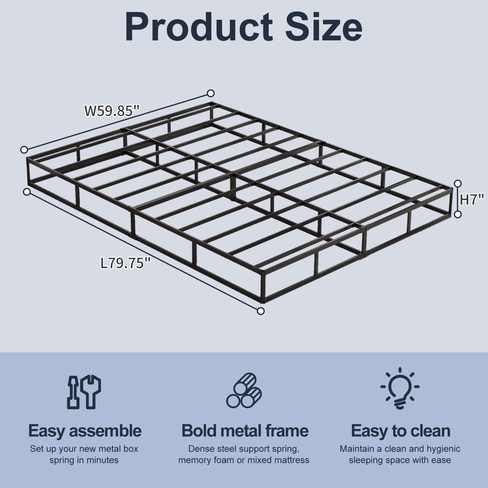 Arhomefurni box spring 7-inch queen noise-free design promises peaceful nights.