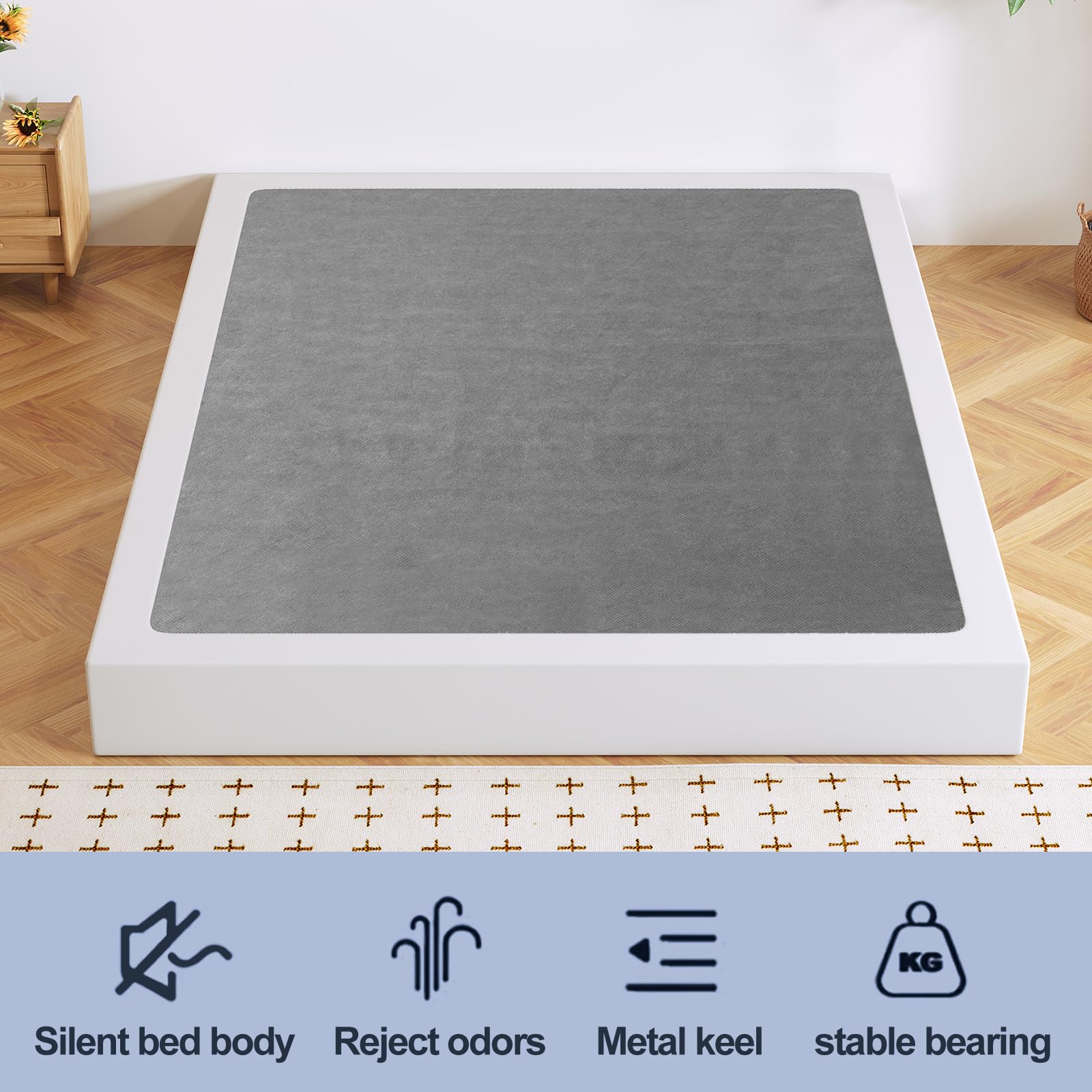 Arhomefurni box spring 7-inch queen heavy-duty support protects against sag.