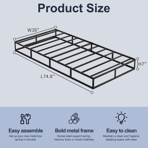 Arhomefurni Twin Box Spring fabric cover removable for easy cleaning and freshness